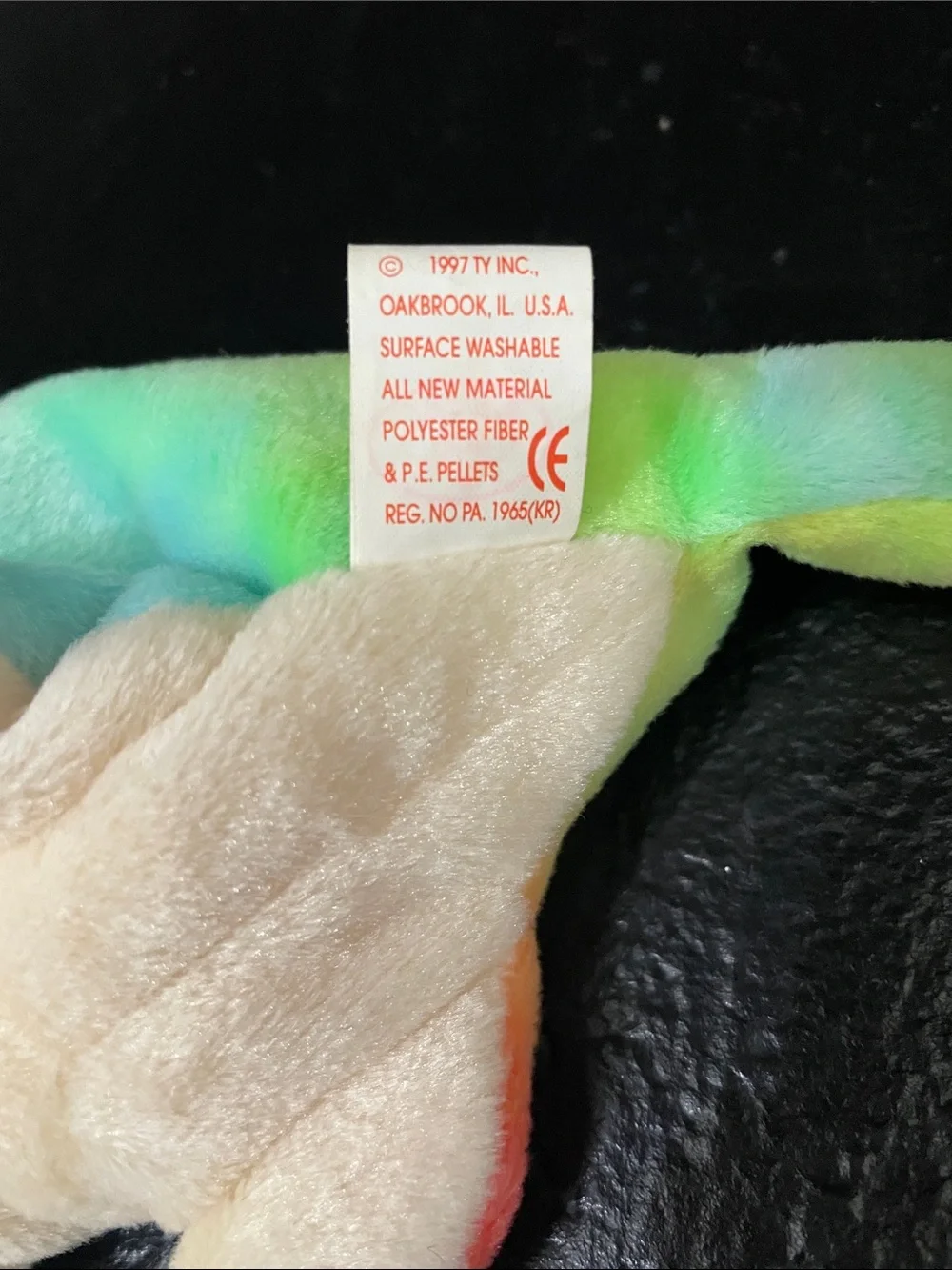 1997 Iggy Ty Beanie Baby Rainbow Chameleon Plush - Green Multicolor